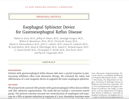 Esophageal Sphincter Device for Gastroesophageal Reflux Disease